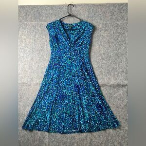 Lauren Ralph Lauren Women's Dress Blue & Green Fit and Flare Mosaic Dress Size 2